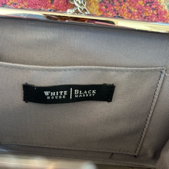 White House Black Market | Women’s Silver Sequin Crossbody Clutch Purse OS - Picture 9 of 10